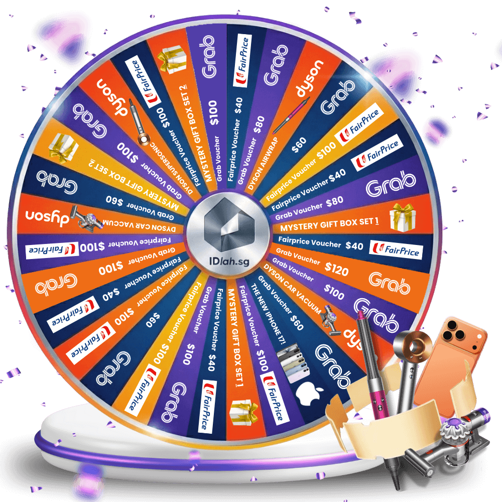 The Sure-Win Lucky Wheel — iPhone 17, Dyson, FairPrice and Grab voucher prizes